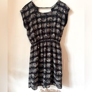 Maurices Sleeveless Sheath Elephant Print Round Neck Dress Size S